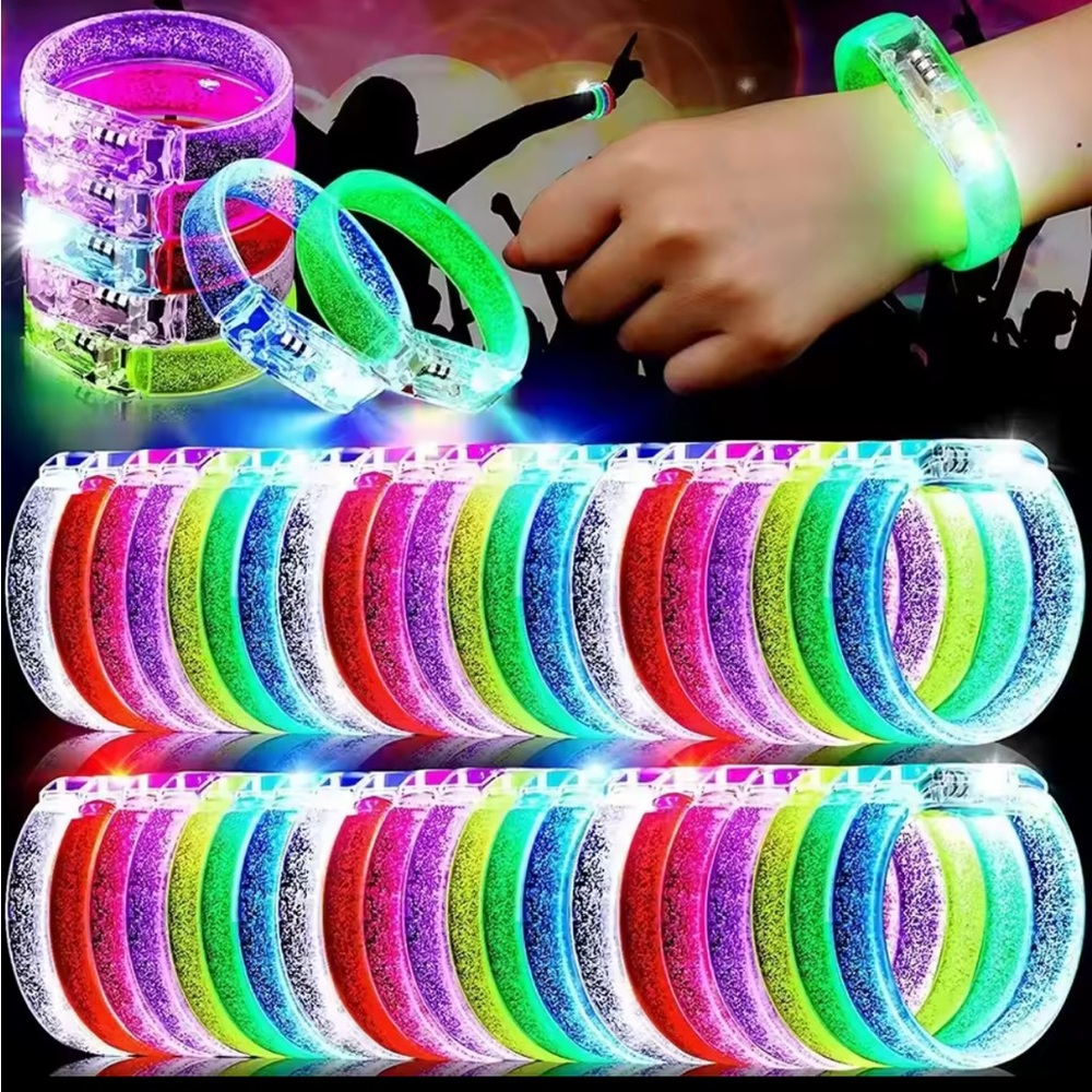 Set of 5 Colorful LED Light-Up Bracelets (battery included)